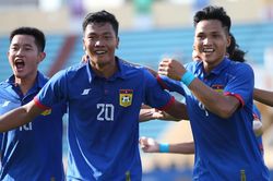 U23 Lào ăn mừng cảm xúc sau bàn thắng đầu tiên tại SEA Games 31