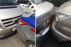 Để xe trôi vào đầu ô tô phía sau, tài xế taxi nằng nặc đòi bồi thường