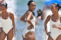Người mẫu gốc Việt Karrueche Tran 'bốc lửa' ở biển