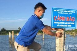 Đoàn viên thanh niên huyện Nghĩa Đàn cắm 75 biển cảnh báo tai nạn đuối nước trẻ em