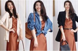Chiêu mix đồ với váy lụa khiến eo thon bụng phẳng
