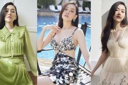 Á hậu Tường San đẹp mong manh trong các thiết kế ứng dụng của NTK Lê Thanh Hòa