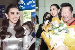 Hoa hậu Thùy Tiên diện áo dài nền nã ra sân bay đón Mr. Nawat và Hoa hậu Hòa bình Thái Lan 2022