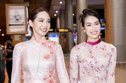 Á hậu Phương Anh tự tin đọ dáng áo dài cùng Hoa hậu Quốc tế 2019