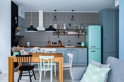 Căn hộ 55m² dùng màu xanh pastel làm điểm nhấn