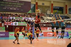 Giải bóng chuyền vô địch quốc gia Cúp Hóa chất Đức Giang: Tràng An Ninh Bình thắng Biên phòng 3-2 ở tứ kết