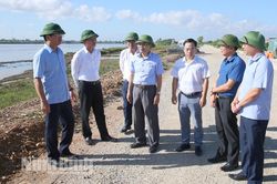 Lãnh đạo UBND tỉnh kiểm tra tiến độ thi công một số công trình, dự án phòng, chống thiên tai tại Kim Sơn