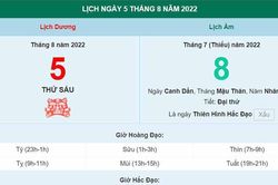 Xem lịch ngày 5 tháng 8 năm 2022 là ngày tốt hay xấu?