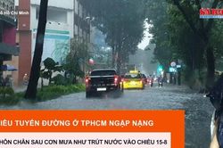 Nhiều tuyến đường ở TPHCM ngập nặng, xe cộ chôn chân sau cơn mưa như trút nước chiều 15-8