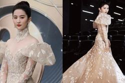 Lưu Diệc Phi khoe thềm ngực sexy với đầm công chúa lộng lẫy, nhan sắc lấn át dàn mỹ nhân