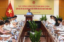 Hình ảnh Thủ tướng làm việc với thương vụ Việt Nam tại 176 thị trường nước ngoài