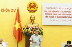 Phó Chủ tịch Quốc hội, Thượng tướng Trần Quang Phương chủ trì làm việc với UBND TP Hà Nội về thực hành tiết kiệm, chống lãng phí