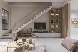 Cách lưu trữ ở gầm cầu thang phòng khách vừa tiện vừa đẹp