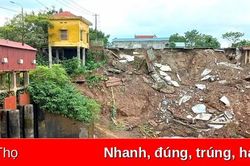 Sạt lở mái đê tả Thao tại K91+950, xã Vĩnh Lại