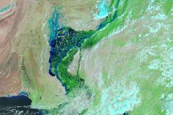 Nước lũ ứ đọng, biến một phần của một tỉnh ở Pakistan thành hồ nước
