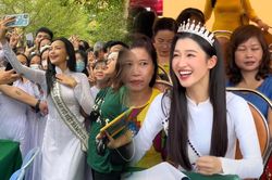 Dàn Hoa hậu Á hậu về thăm trường ngày khai giảng: Ngọc Châu được fan vây kín, Phương Nhi 'quẩy' cực sung