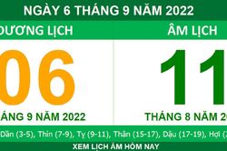 Xem lịch âm hôm nay thứ Ba ngày 6/9