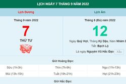 Lịch âm 7/9, xem lịch thứ Tư ngày 7 tháng 9 năm 2022 là ngày tốt hay xấu?
