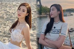 Du hí trời Tây, Hoa hậu Đỗ Mỹ Linh dùng nhiều đồ hiệu nhưng vẫn giữ một nét đẹp chân phương