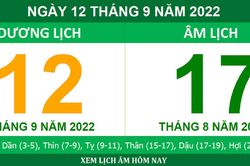 Xem lịch âm hôm nay thứ Hai ngày 12/9