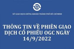 HOSE thông tin về phiên giao dịch cổ phiếu OGC ngày 14/9/2022