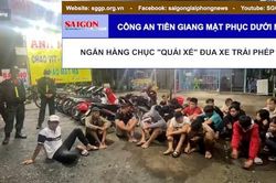Công an Tiền Giang mật phục dưới mưa ngăn hàng chục 'quái xế' đua xe trái phép