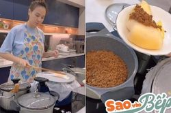 Đàm Thu Trang làm món bánh quê với nồi thịt như 'mời cả quan viên 2 họ'