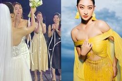 Hoa hậu học giỏi vừa giành được hoa cưới trong hôn lễ của Đỗ Mỹ Linh