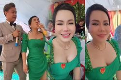 Loạt outfit dự đám cưới của Việt Hương: Khi cắt xẻ, khi lại đính đá 'toàn tập'