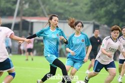 Màn tranh chấp bóng của nữ sinh viên trên sân cỏ