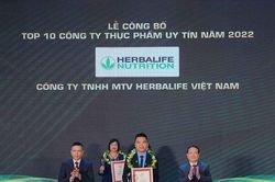 Herbalife Việt Nam được vinh danh Top 10 công ty Thực phẩm uy tín lần thứ 2 liên tiếp