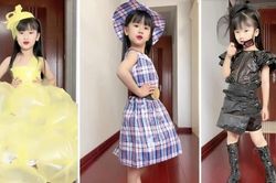 Người mẹ 'hô biến' túi rác ni lông thành thời trang độc lạ cho con gái