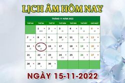 Lịch âm 15/11 - Tra cứu lịch âm hôm nay thứ 3 ngày 15/11/2022