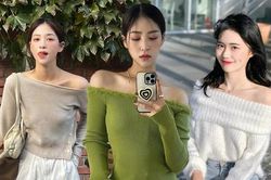 Áo len trễ vai cho tiết trời se lạnh