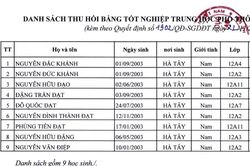 Hi hữu: Bộ GD-ĐT cấp trùng phôi, 9 người bị Hà Nội thu hồi bằng THPT