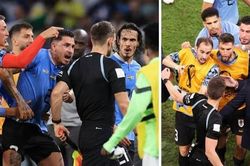 Cầu thủ Uruguay đuổi theo 'hỏi tội' trọng tài sau khi bị loại khỏi World Cup 2022