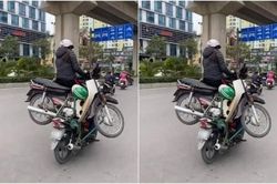 Công an xác minh hai xe máy 'làm xiếc' trên phố Hà Nội