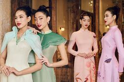 Đỗ Hà, Lương Thùy Linh đẹp bất phân thắng bại với áo dài Tết: Đệ nhất 'Dáng ngọc' gọi tên 2 nàng hậu