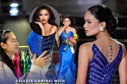 Đại diện Philippines vuốt ve váy của đàn chị để lấy vía: Bình tĩnh nào, Ngọc Châu đi Mỹ về sẽ biết tay