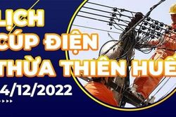 Lịch cúp điện hôm nay tại Thừa Thiên Huế ngày 14/12/2022
