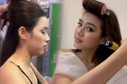 Hoa hậu uốn tóc, trang điểm ngay tại sân bay để kịp giờ 'chạy show'