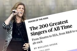 Celine Dion vắng mặt trong danh sách 200 ca sĩ vĩ đại nhất mọi thời đại của Rolling Stone