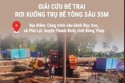 Giải cứu bé trai 10 tuổi rơi xuống trụ bêtông sâu 35m