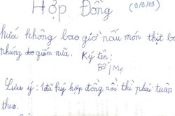 Dở khóc dở cười nhìn 'hợp đồng' con trai buộc bố ký sau khi ăn món bố nấu