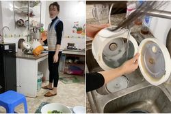 Vợ lấy nồi cơm điện ra giặt như quần áo chồng chỉ biết cười gượng: 'Có tiền mua nồi cơm mới chưa'