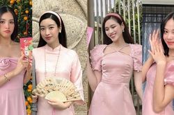 Bốn Hoa hậu Đỗ Mỹ Linh, Tiểu Vy, Đỗ Thị Hà và Thanh Thủy 'đụng hàng' đầu năm