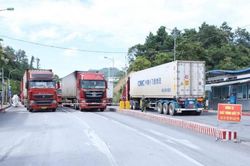 Nhiều xe hàng xuất khẩu qua cửa khẩu Lạng Sơn mùng 3 Tết Nguyên đán