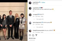 Roger Federer tạo 'bão like' với ảnh chụp chung cùng các sao nữ Blackpink