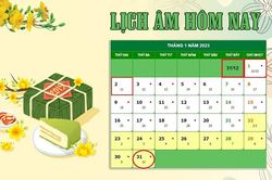 Lịch âm 31/1 - Tra cứu lịch âm hôm nay thứ 3 ngày 31/1/2023