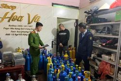 Triệt phá shop thời trang cất giấu bình khí cười số lượng lớn